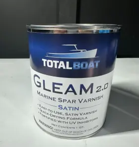 Totalboat 811932020796 Gleam 2.0 Satin Marine Spar Varnish Finish For Wood Boats 1 Quart