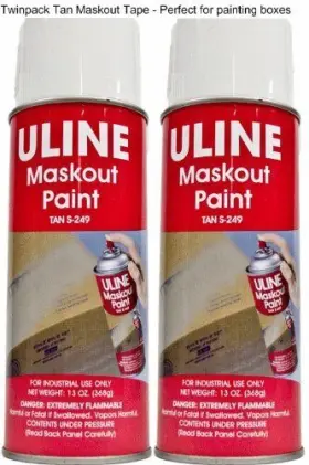 13ozs U-line 799975926407 Tan Maskout Spray Paint - 2 Pack. Perfect For Repainting Cardboard Boxes