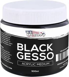 Am-5040-500 U.s. Art Supply Black Gesso Primer For Acrylic Painting - 16.9oz 500ml Non-toxic Canvas