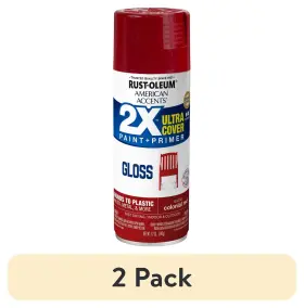 Un Brand 445042134192 2 Pack Colonial Red American Accents 2x Ultra Cover Gloss Spray Paint- 12 Oz
