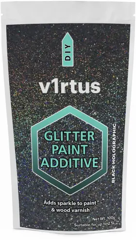 V1rtus 717125098668 Black Holographic Glitter Paint Crystal Additive 100g / 3.5oz For Acrylic Latex