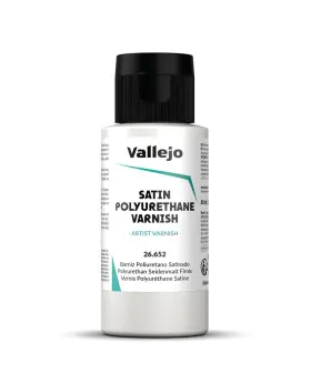 26652 Vallejo Satin Polyurethane Varnish 60 Ml Durable Clear Coat For Indoor And Outdoor Use