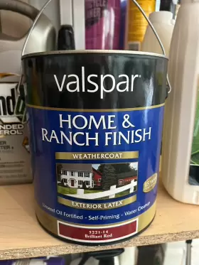 5221-14 Valspar New Home And Ranch Finish Brilliant Red Paint 1 Gallon Exterior Latex