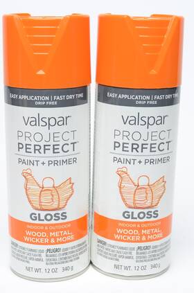Valspar 84228 Project Perfect Island Orange Gloss Spray Paint 12oz Lot 2 90% Full