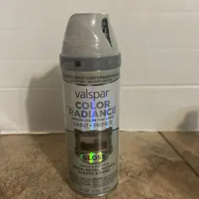 84507 Valspar Color Radiance Gloss Spray Paint Primer Hazy Stratus Gray Flaw