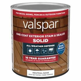 Valspar Vl1028090-14 One-coat Solid Stain And Sealer Neutral Base 1 Quart -