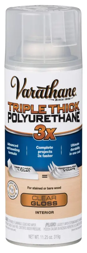 318292 Varathane 020066353551 Spray Triple Thick Polyurethane 11.25 Ounce Gloss 11