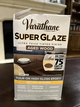 Varathane 020066484279 Super Glaze Pour-on High Gloss Epoxy Quart Aged Wood