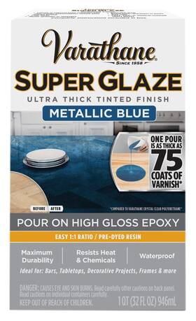 Varathane 020066493509 370905 Super Glaze Pour-on High Gloss Epoxy Quart Metallic Blue