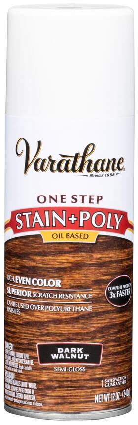 Varathane 243870 Dark Walnut Oil Based Stain And Polyurethane Spray 12 Ounce