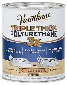 284473 Varathane 2 Pack Triple Thick Polyurethane Wood Finish Satin Quart
