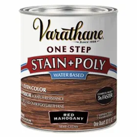 336360 Varathane One Step Stain And Polyurethane Water-based Semi Gloss Red Mahogany Quart -