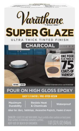 363902 Varathane Super Glaze Pour-on High Gloss Epoxy Quart Charcoal