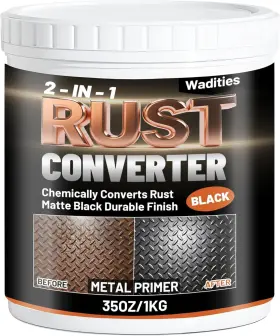 Wadities 313029344384 2-in-1 Rust Converter And Metal Primer 35oz Matte Black Inhibitor Paint For