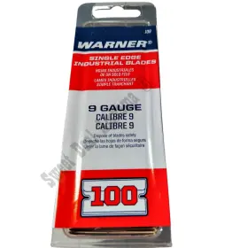 Warner 048661001097 100-pk 1.55 Inch 9 Gauge Carbon Steel Straight Single Edge Blades - No.109