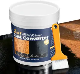 Xiufudaw 726084731769 2-in-1 Rust Converter And Metal Primer - 35 Oz Black Inhibitor Paint For Meta