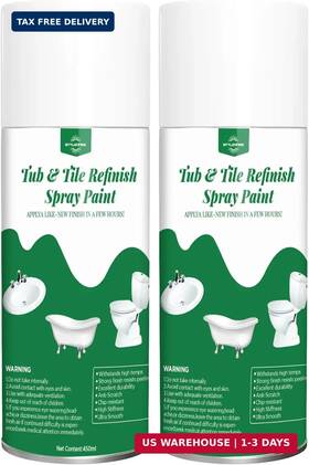 Yoa 765452849071 450ml X 2 White Tub And Tile Spray - Waterproof Paint For Ceramic Porcelain Fiber