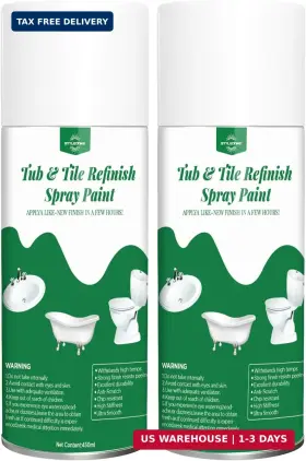 Yoa 765452849071 450ml X 2 White Tub And Tile Spray - Waterproof Paint For Ceramic Porcelain Fiber