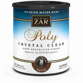 Zar 832675 Interior Polyurethane Water Based Crystal Clear Matte Quart -