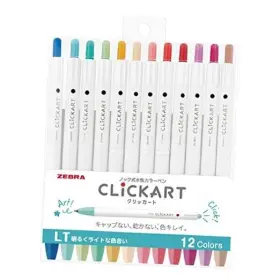 Wyss22-12clt Zebra Clickart Water-based Pen Bright Light 12 Colors Set