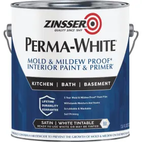 Zinsser 047719027119 Perma-white Mold And Mildew-proof Interior Paint Satin 1-gallon