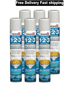 Zinsser 744759678652 343748-6pk Bulls Eye 1-2-3 Turbo Primer Spray 26 Oz Gray 6 Pack