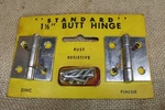 Old Cabinet Door Hinges 1/2 X 3/8 Standard Butt Steel Zinc Store Stock. Price: $13.30.