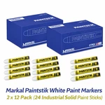 Markal Paintstik White Markers X 12-PACK (24 Industrial Sticks) New. Price: $57.39.
