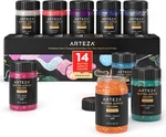 Glitter Acrylic Paint, 14 Iridescent Colors, 2 Fl Oz Bottles, Transparent Base, New. Price: $61.09.