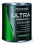 Pittsburgh Paints & Stains Ultra Exterior Semi-gloss White Latex Pr 1 Q New. Price: $38.98.
