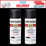 (2 Pack) Black, Rust-oleum Stops Satin Protective Enamel Spray Paint, 12 Oz New. Price: $16.99.