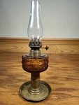 Antique Amber Rib Diamond Base Stand Oil Lamp 1800'S Smith 2 Fig 157 Metal Stem Used. Price: $98.99.