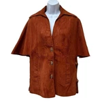 Vintage Hippie Rust Orange Suede Leather Cape Sleeve Coat Jacket Open Sides Pre-owned. Price: $68.31.