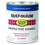 Rust-oleum 7727502 Interior/exterior Paint, Gloss, Oil Base, Royal Blue, 1 Qt New. Price: $16.99.