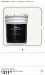 Behr Dynasty Interior Paint Semi-gloss Satin 5 Gal Advanced Stain Repellency New. Price: $150.00.