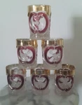 Eapg U.s. Glass No 15104 Victoria 6 Pc Tumbler Set Gilded And Ruby Stain Used. Price: $130.00.