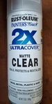 Rust-oleum 334022 Painter's Touch 2X Ultra Cover Spray Paint, 12 Oz, Matte Clear New. Price: $8.50.