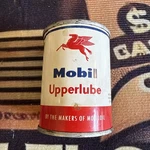 Vintage Socony Mobil Oil Co. Pegasus Upperlube Can. 4 Oz Full. B-110Z New. Price: $12.00.