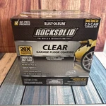 Rust-oleum Rocksolid Clear Floor Coating Kit 2.5 Car Garage- New Open Box. Price: $120.00.