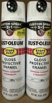 2 15-OUNCE Cans Rust-oleum Custom Spray Paint/gloss White Enamel New. Price: $27.99.