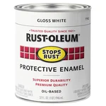 Rust-oleum 7792502 Interior/exterior Paint, Gloss, Oil Base, White, 1 Qt New. Price: $16.99.