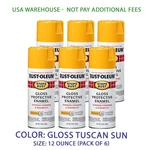 Rust-oleum 298537-6PK Stops Spray Paint, 12 Oz, Gloss Tuscan Sun, Pack New. Price: $32.99.