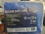 New Everbilt Medium Duty Tarp 10 Ft. X 12 Blue. Price: $23.99.