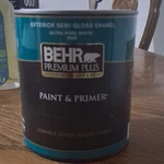 Behr Premium Plus Exterior Semi-gloss Enamel Paint & Primer Ultra Pure White New. Price: $105.00.