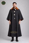 Men Charcoal Grey Inverness Cape Coat With Rust Velvet Collar Victorian New. Price: $339.99.