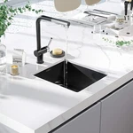Torva 14X14 Gloss Black Ceramic Coating Stainless 304 Undermount Kitchen Sink Open. Price: $139.95.