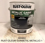 Rust-oleum 349353 Metallic Garage Floor Paint + Primer Gunmetal Gal Dented Can New. Price: $47.80.