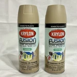 Lot - Krylon Fusion Spray Paint Khaki Satin Plastic Metal Wood 12 Oz New. Price: $55.95.