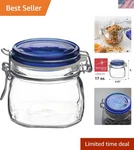 17.5 Oz Clear Glass Jar With Shock-resistant Blue Lid Perfect Kitchen Storage New. Price: $26.59.