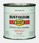 Rust-oleum Satin White 0.5PT Stops Protective Enamel Oil-based 7791-730 New. Price: $16.99.